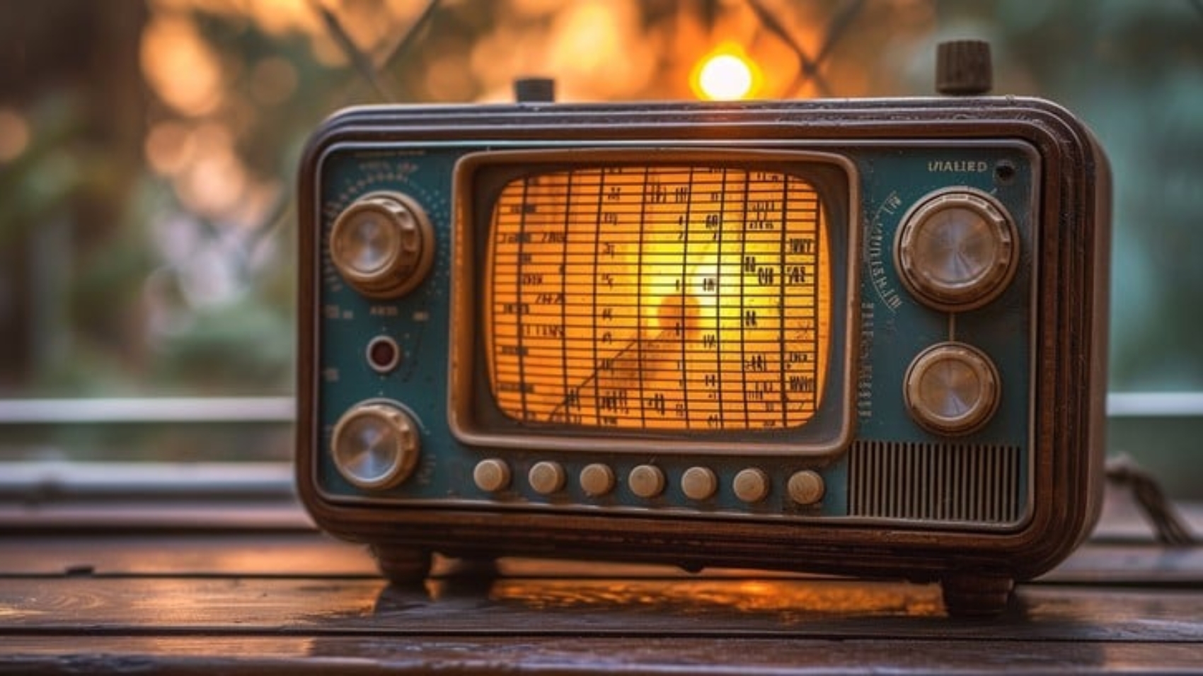 vintage-radio-sunset-stockcake